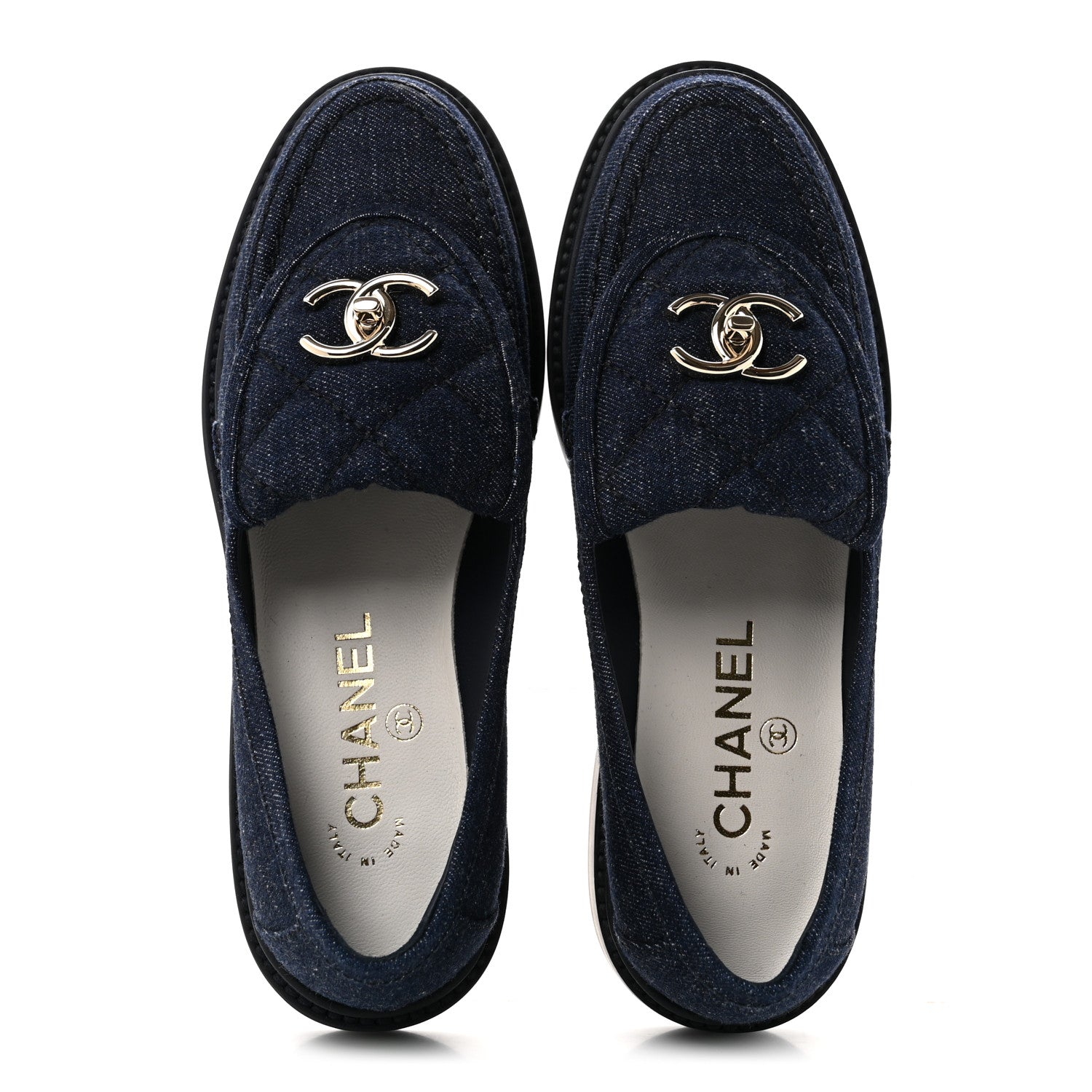 Chanel Denim CC Turnlock Loafers 36 Dark Blue 2 of 10