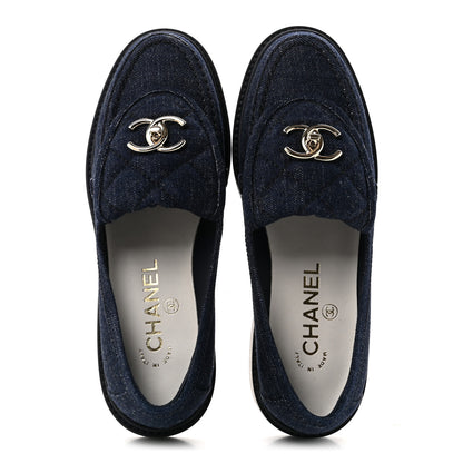 Chanel Denim CC Turnlock Loafers 36 Dark Blue 2 of 10