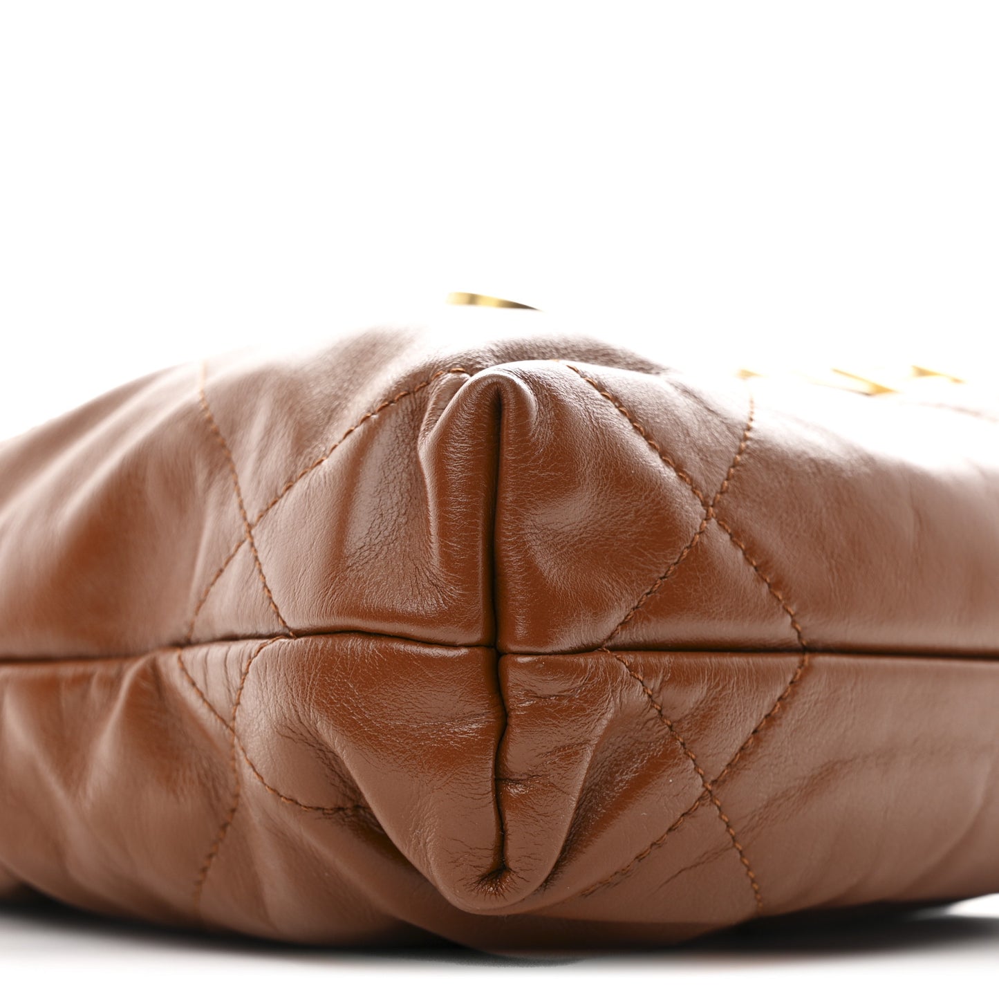 Shiny Calfskin Quilted Mini Chanel 22 Light Brown