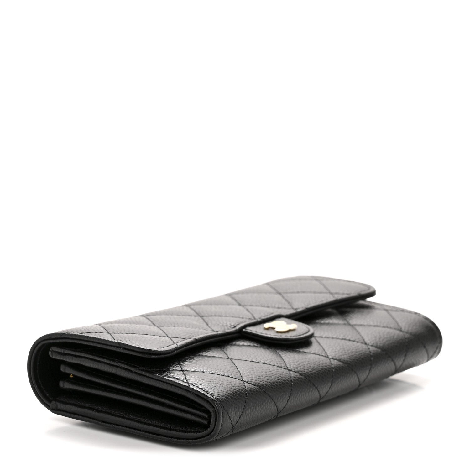Chanel Caviar Quilted Large Gusset Flap Wallet Black 4 of 9