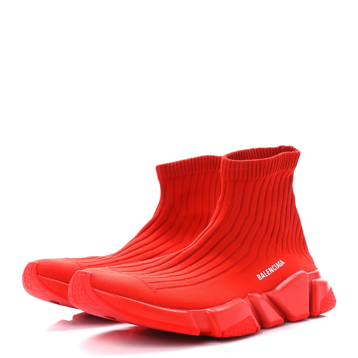 Balenciaga Ribbed Effect Knit Mens Speed Sneakers 44 Rouge 3 of 9