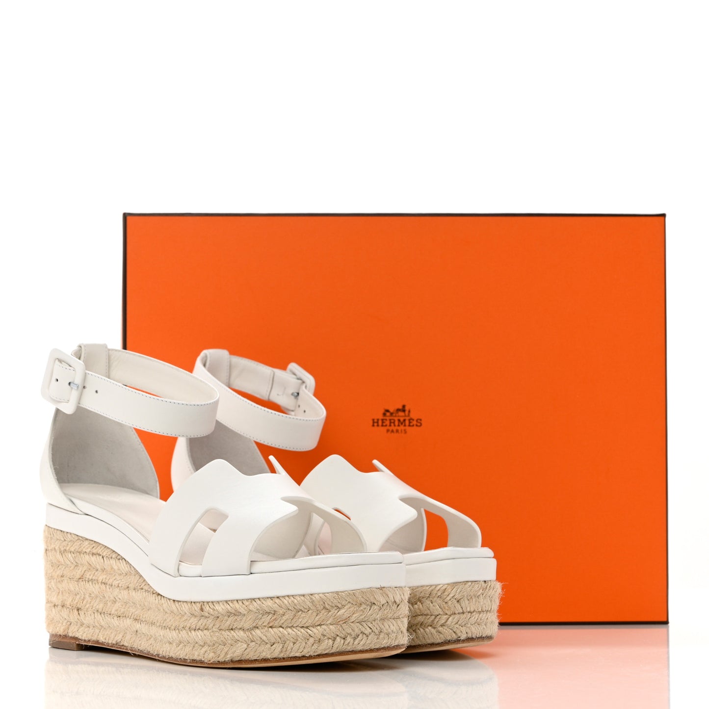 Goatskin Elda Espadrille Wedge Sandals 37 White