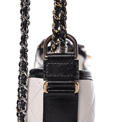 Chanel Aged Calfskin Quilted Small Gabrielle Hobo Black White 9 of 13
