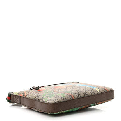 Gucci GG Supreme Monogram Tian Web Medium Flat Messenger Beige Multicolor New Acero 4 of 11
