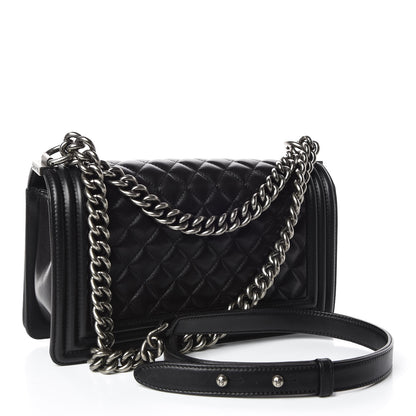 Chanel Lambskin Quilted Medium Boy Flap Black 3 of 11
