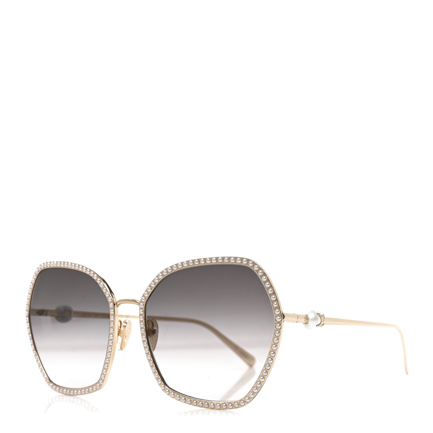 Louis Vuitton Pearl LV Cat Eye Sunglasses Z2016U Gold 2 of 14