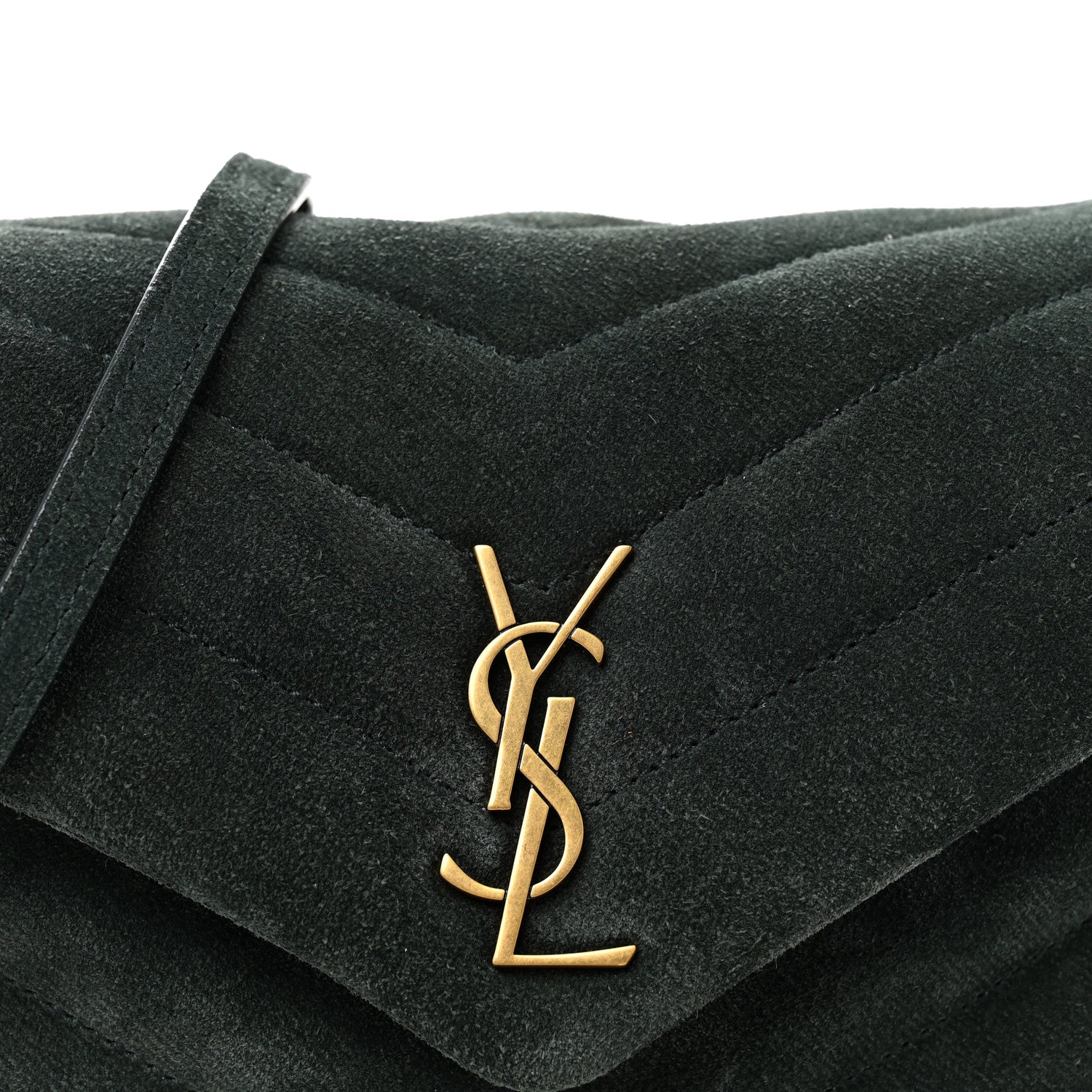 Saint Laurent Suede Y Quilted Monogram Toy Loulou Crossbody Bag Dark Forest Dark Forest 9 of 11
