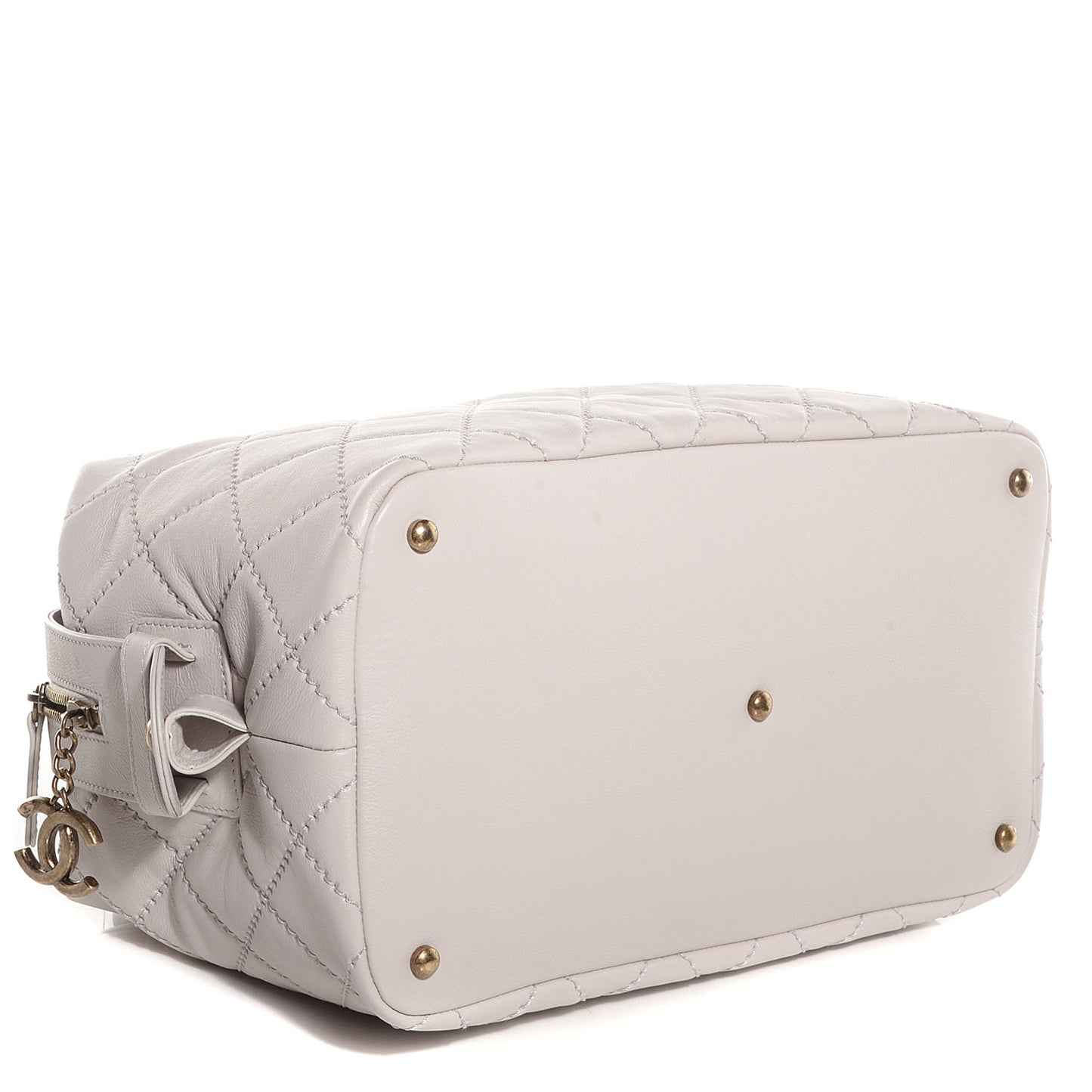 Calfskin Stitched Bowling Bag Light Grey