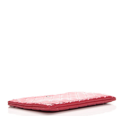 Chanel Patent Calfskin Quilted Valentine Hearts Medium O Cosmetic Case Dark Pink 4 of 9