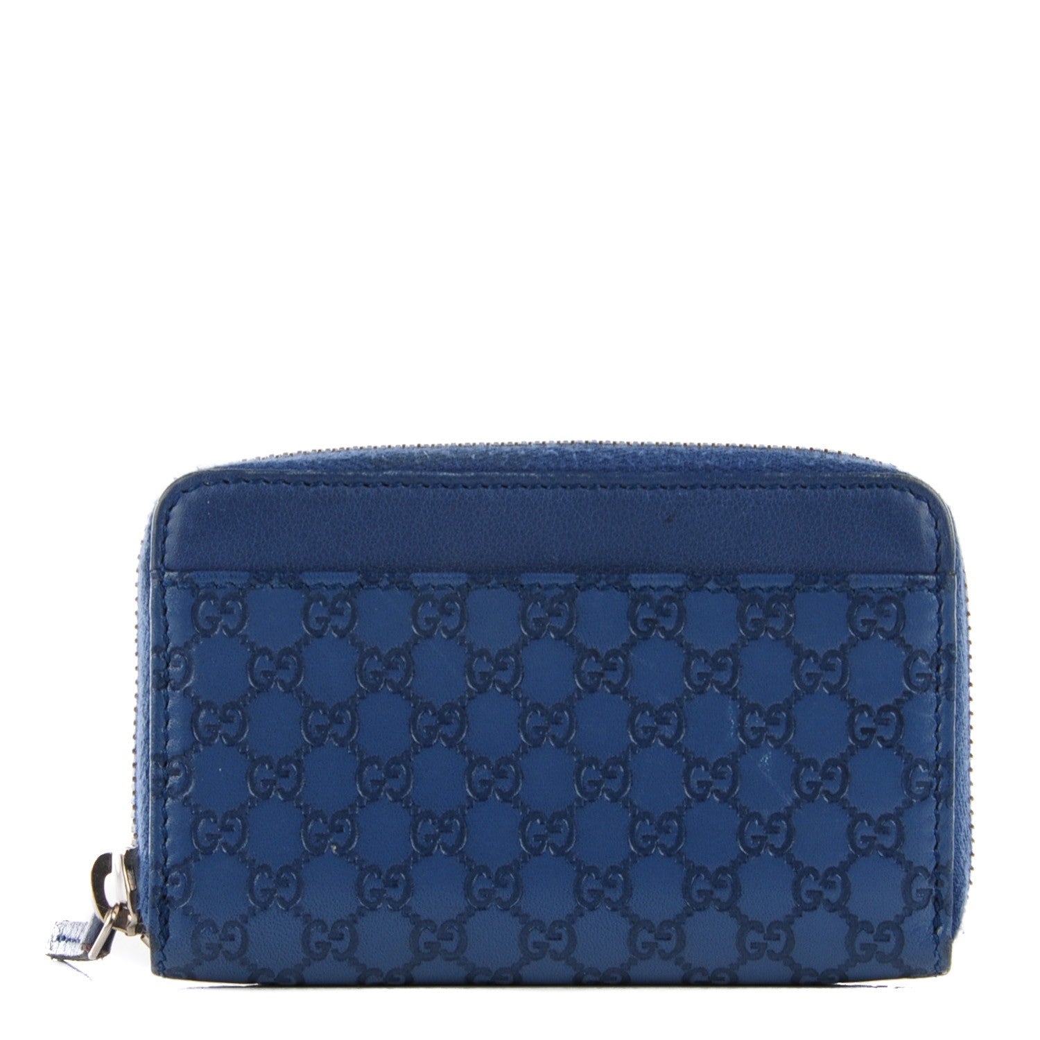 Gucci Microguccissima Zip Around Key Ring Coin Purse Blue Sapphire 1 of 7