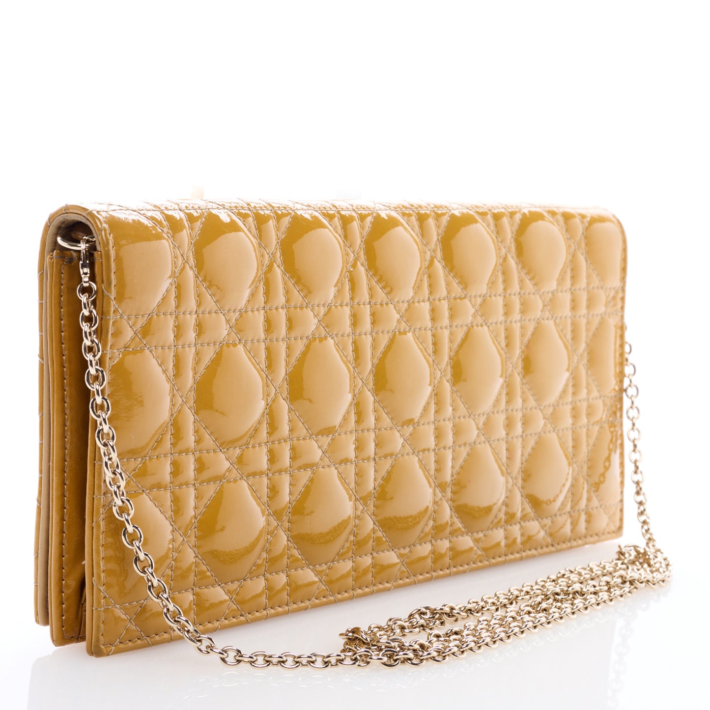 Patent Cannage Lady Dior Convertible Clutch Beige