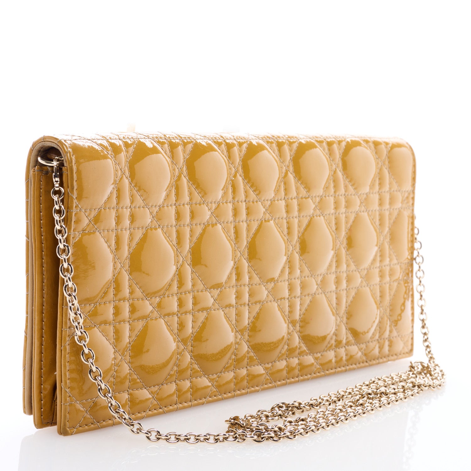 Christian Dior Patent Cannage Lady Dior Convertible Clutch Beige 2 of 12