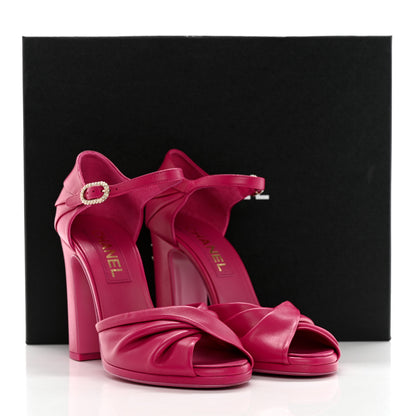 Chanel Lambskin Pearl CC Sandals 38 Pink 10 of 10