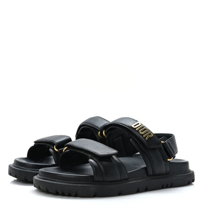 Christian Dior Lambskin Dioract 10mm Sandals 38.5 Black 2 of 8
