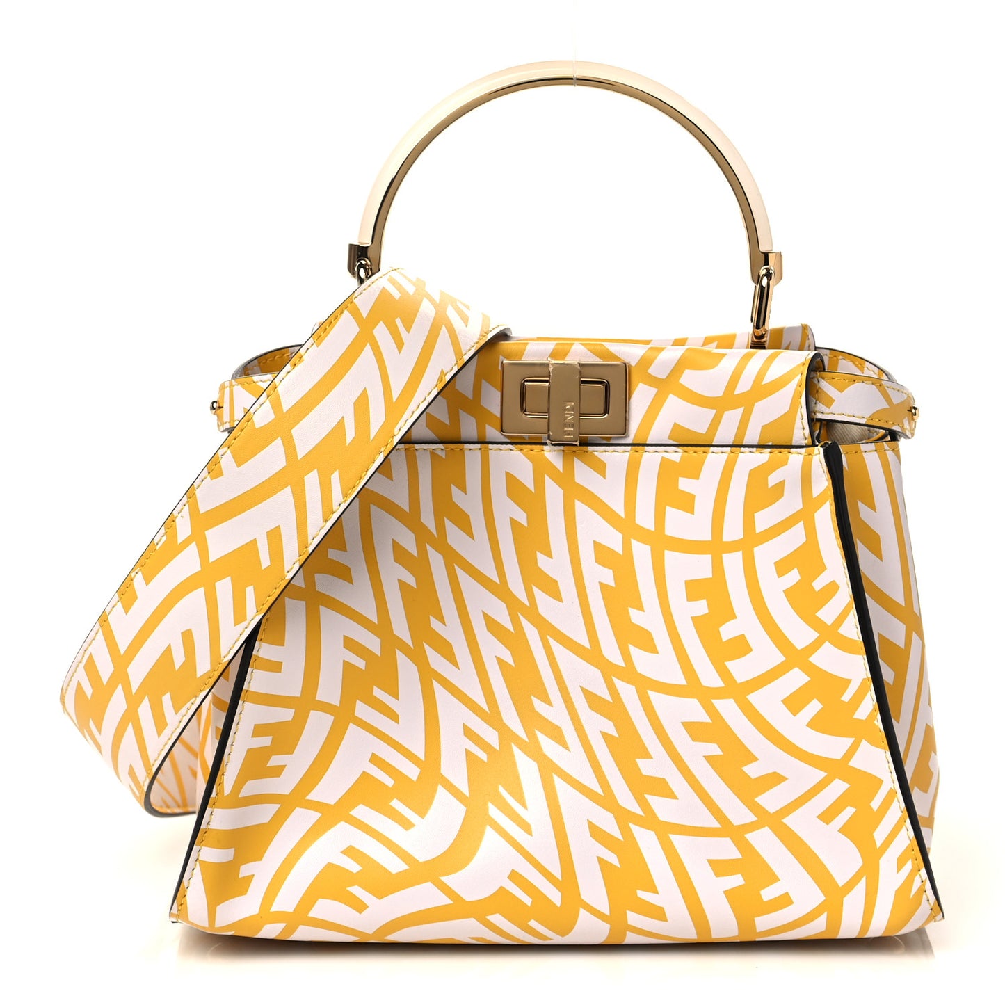 X SARAH COLEMAN Vitello Liberty Shiny Nappa Plexiglass FF Vertigo Mini Peekaboo Iconic Satchel Mimosa White