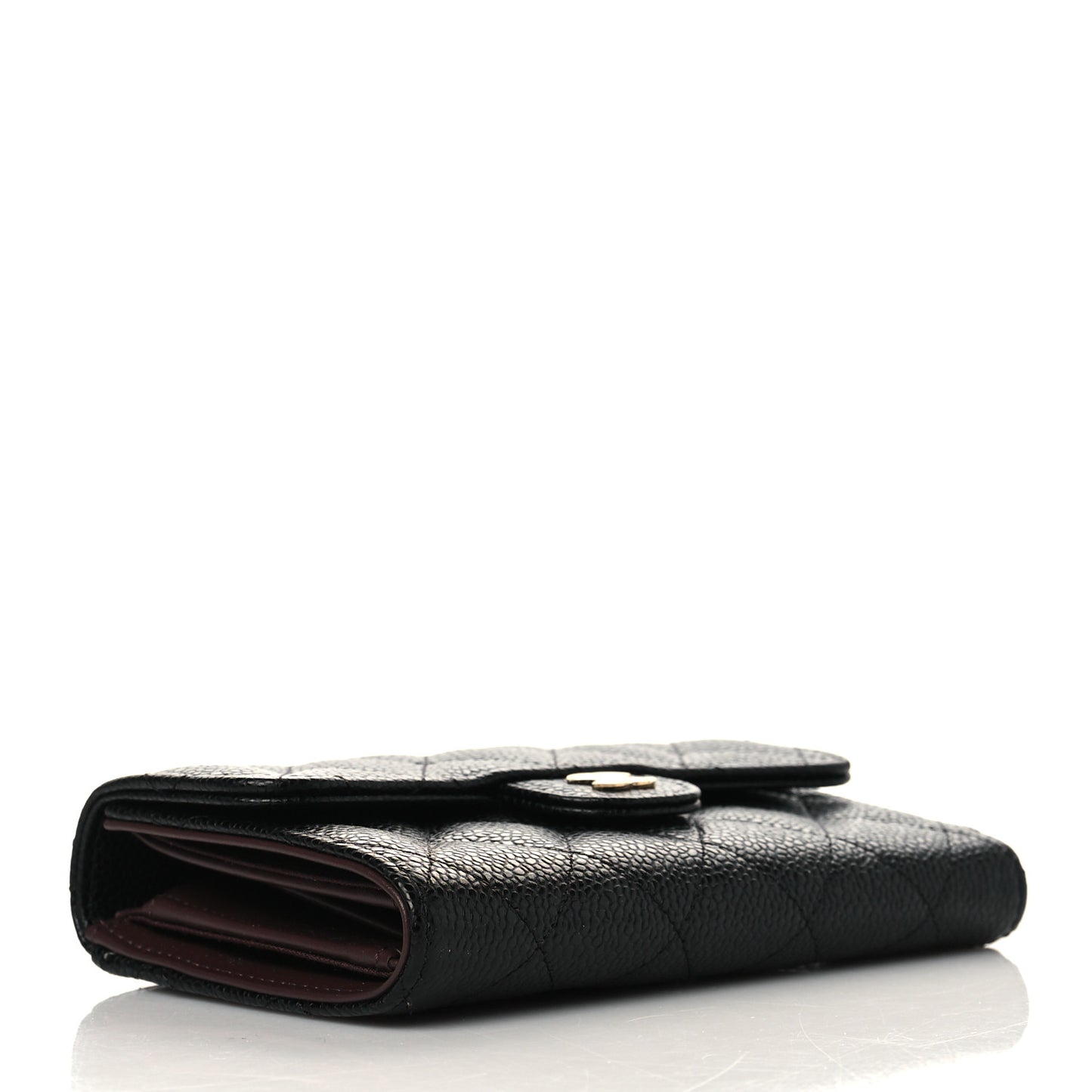 Caviar Quilted Medium Flap Wallet Black