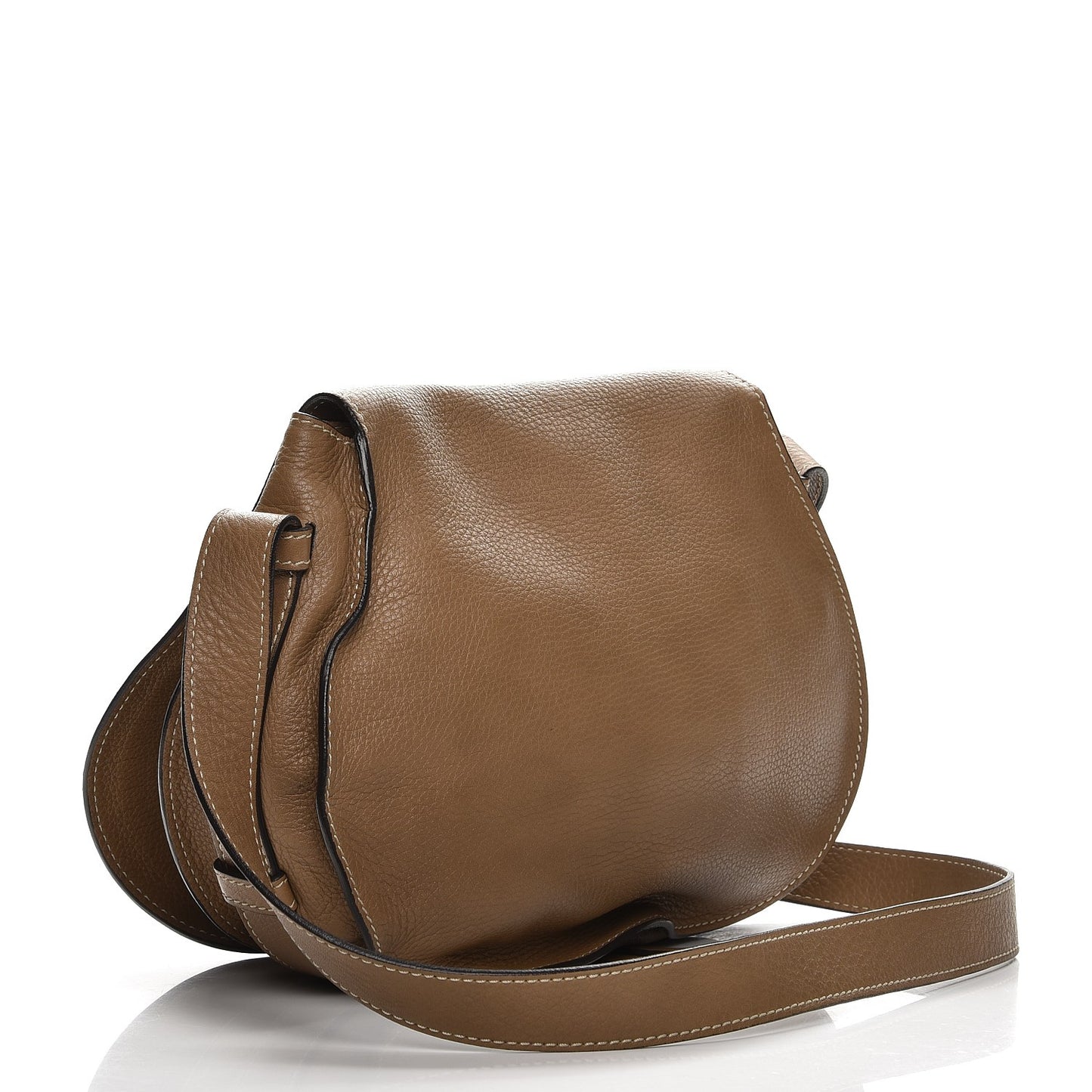 Calfskin Medium Marcie Round Crossbody Bag Nut
