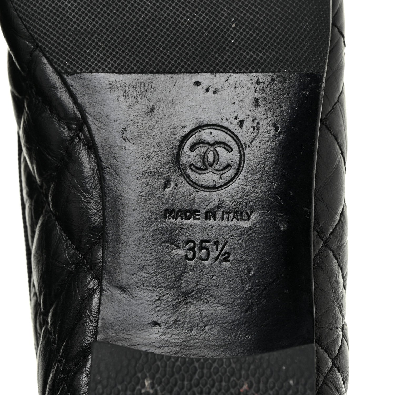 Chanel Aged Calfskin Quilted Cap Toe Ballerina Flats 35.5 Black 9 of 19