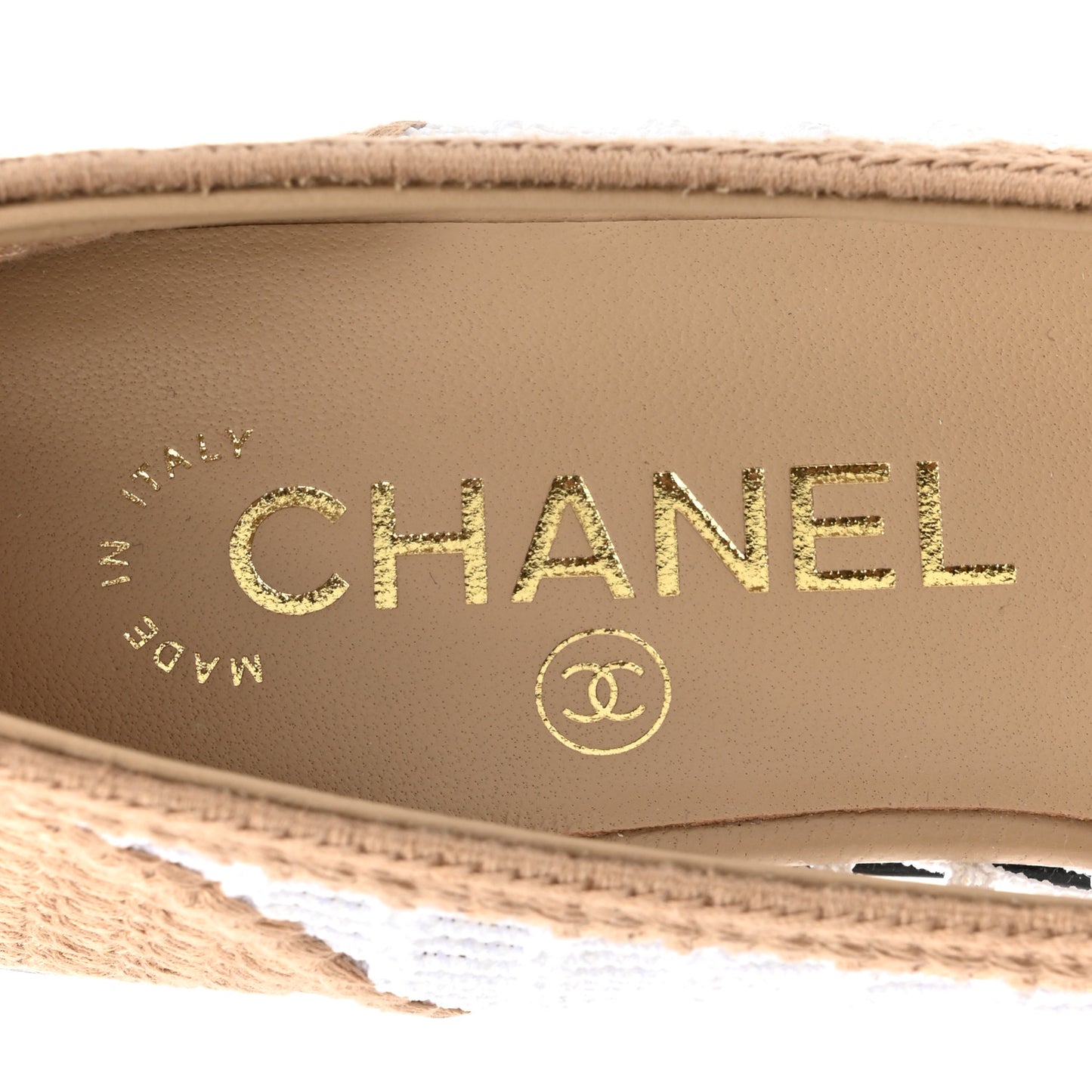 Raffia Cap Toe Ballerina Flats 36 Beige White