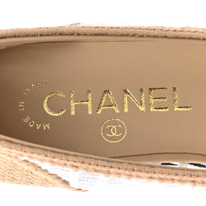 Chanel Raffia Cap Toe Ballerina Flats 36 Beige White 7 of 9