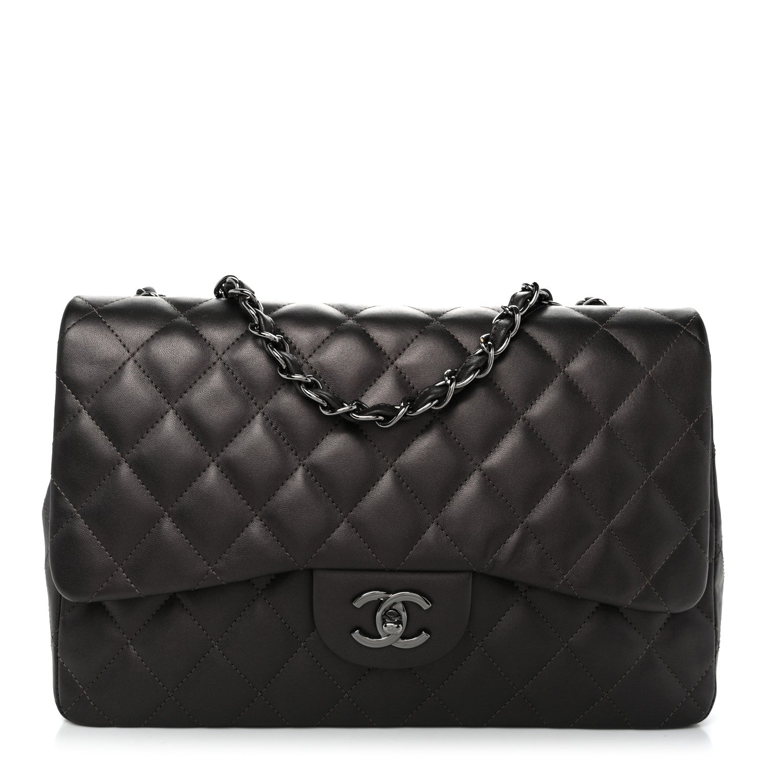 Chanel Lambskin Quilted Jumbo Single Flap  Dark Grey 1 of 10