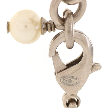 Chanel Graduated Pearl Crystal CC Long Necklace Silver 5 of 6