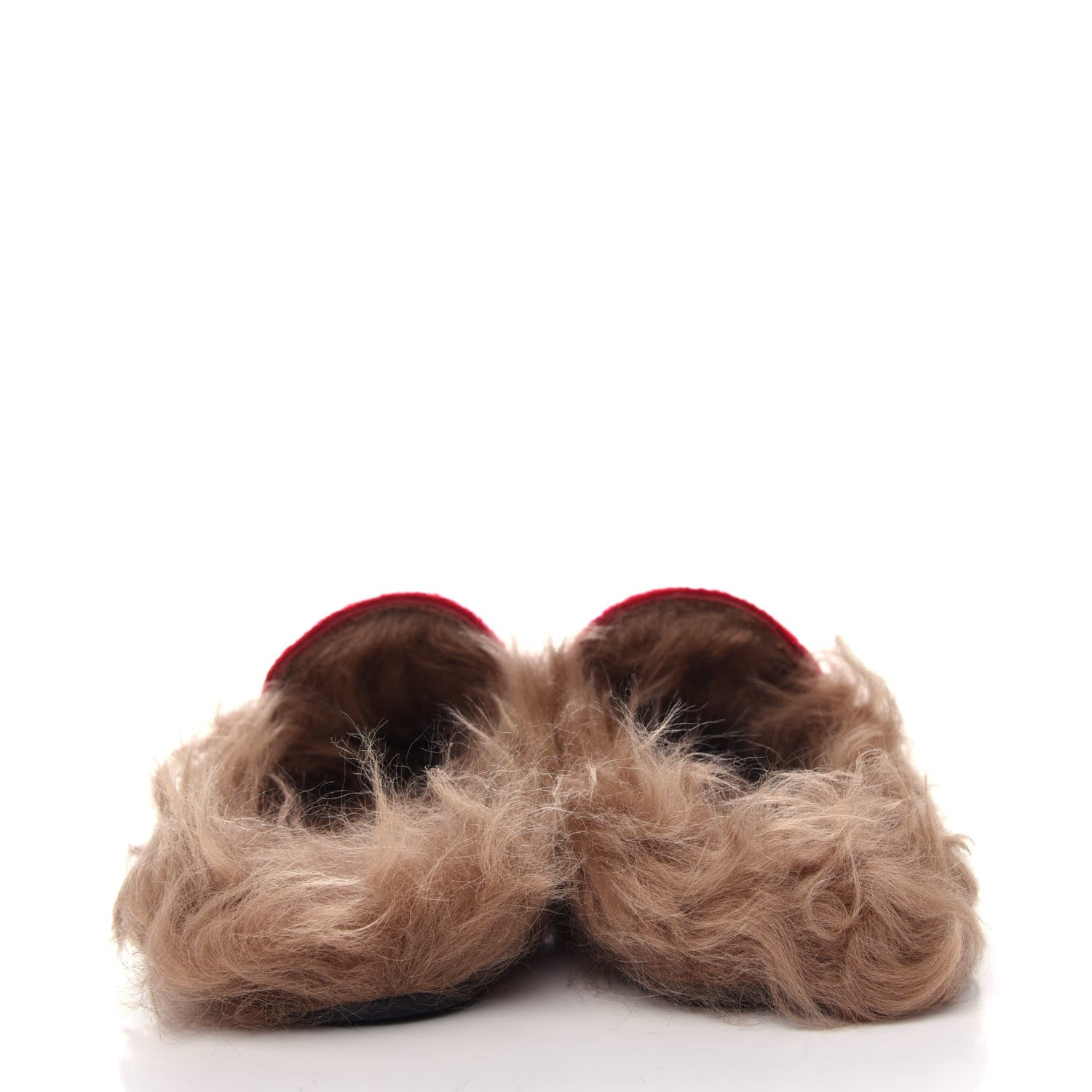 Gucci Velvet Fur Womens Princetown Slippers 35 Hibiscus Red 7 of 10