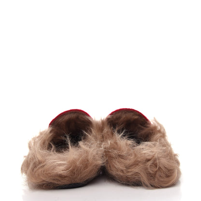 Gucci Velvet Fur Womens Princetown Slippers 35 Hibiscus Red 7 of 10