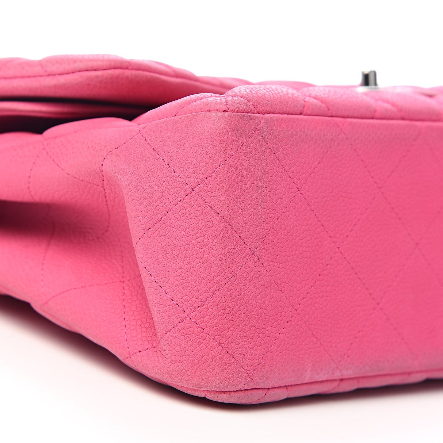 Iridescent Caviar Quilted Jumbo Double Flap Pink