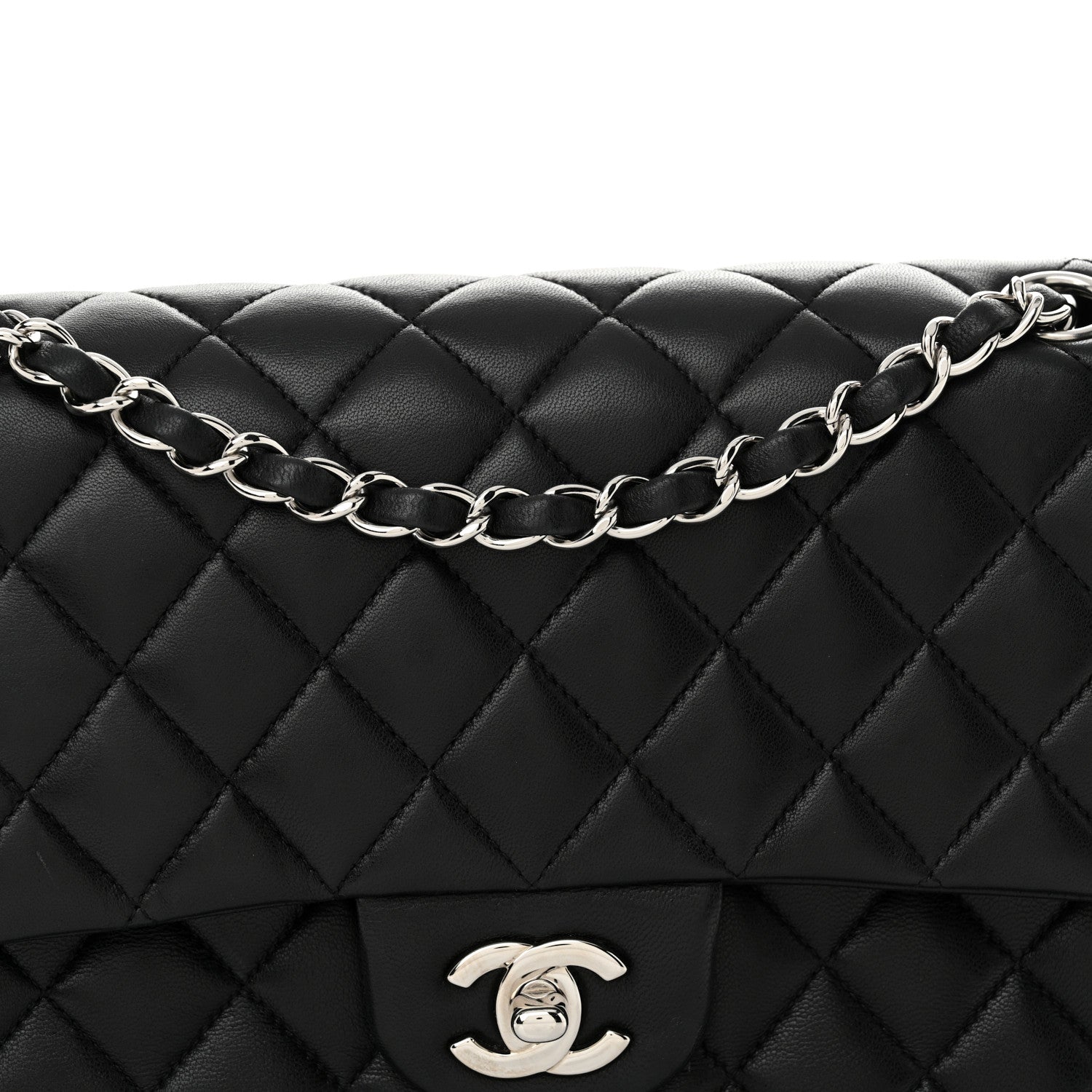 Chanel Lambskin Quilted Medium Double Flap Black 8 of 15