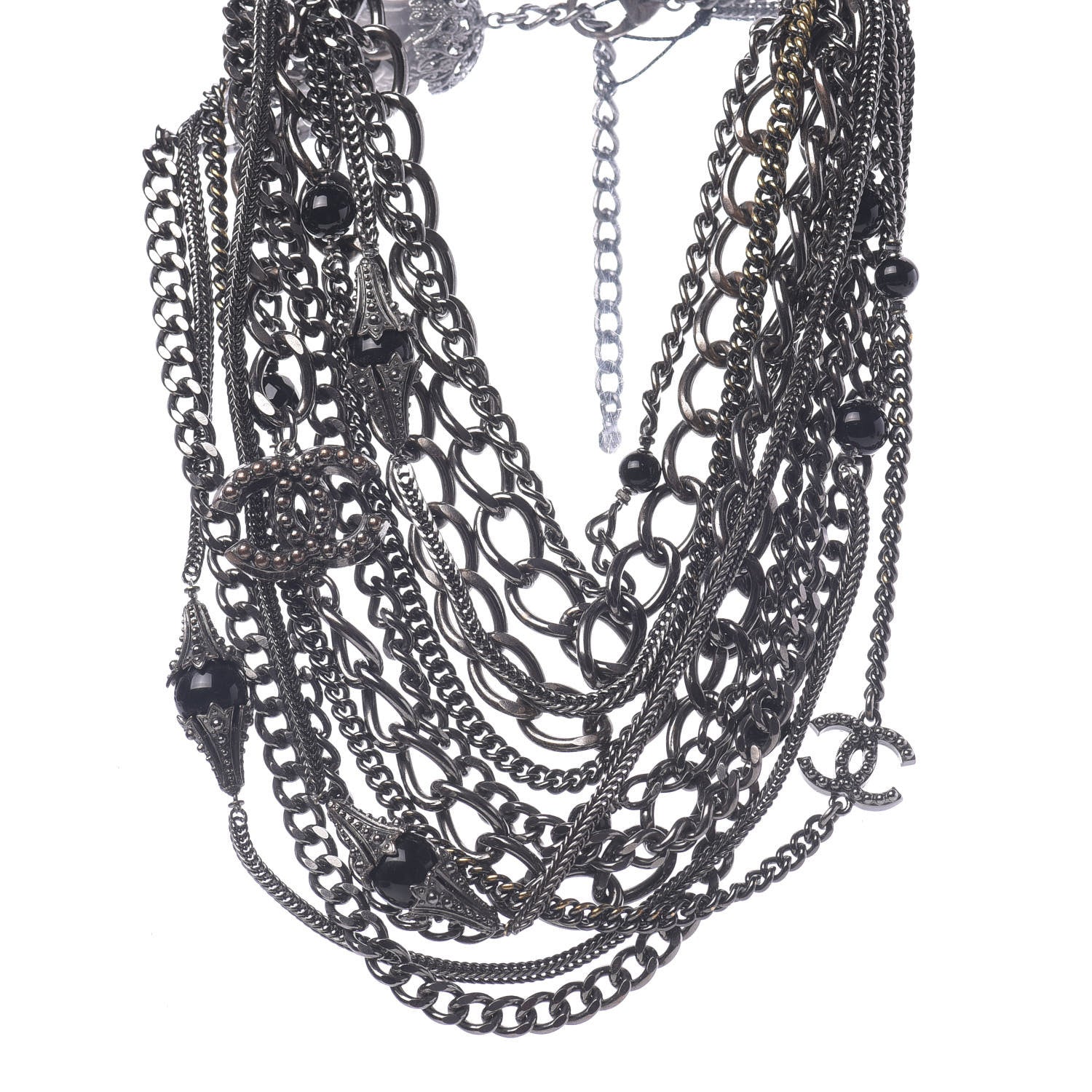 Chanel Ruthenium CC Multistrand Necklace Black 1 of 7
