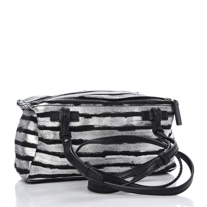 Givenchy Metallic Calfskin Striped Mini Pandora Black Silver 3 of 10