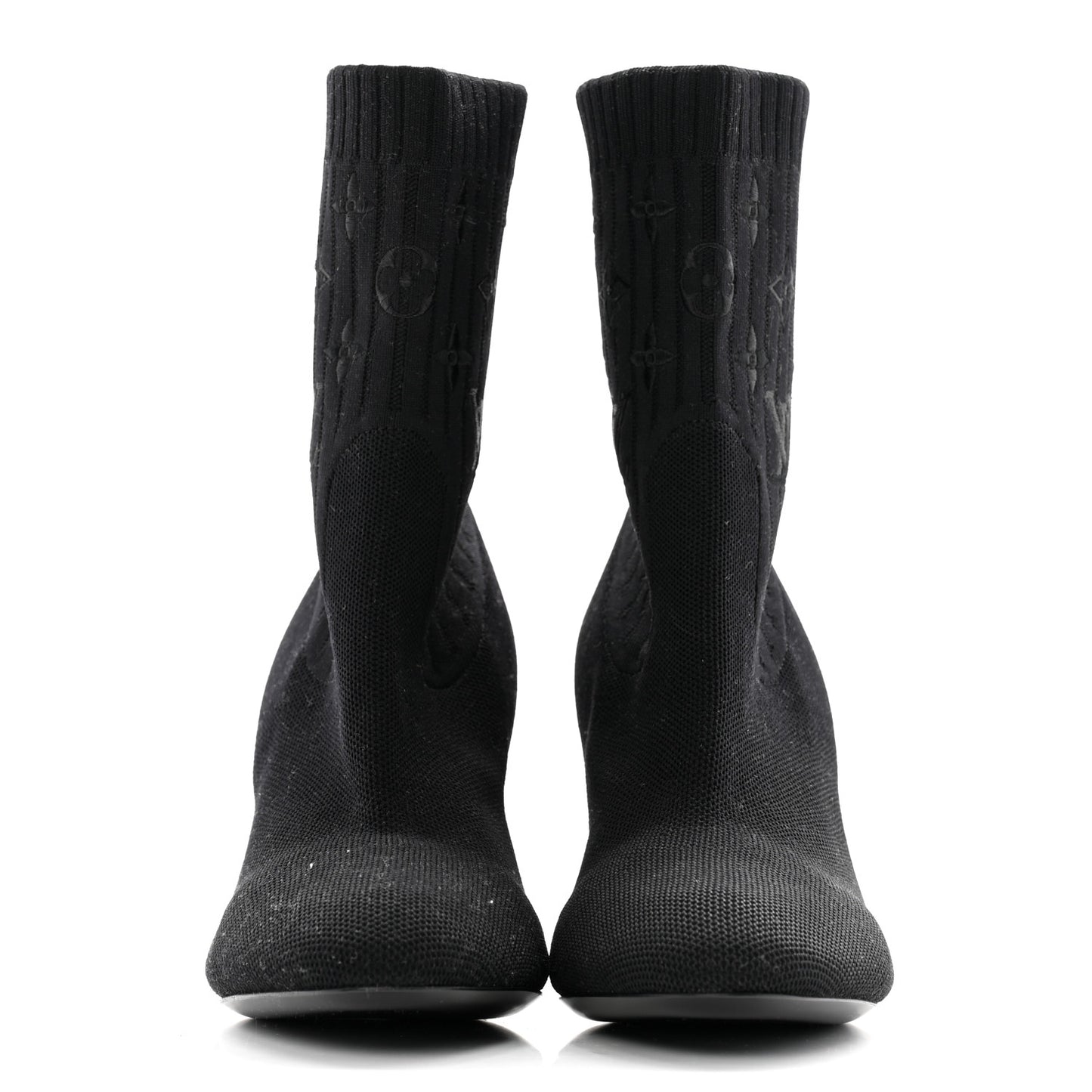 Monogram Stretch Fabric Silhouette Ankle Boots 37 Black