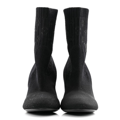 Louis Vuitton Monogram Stretch Fabric Silhouette Ankle Boots 37 Black 2 of 8