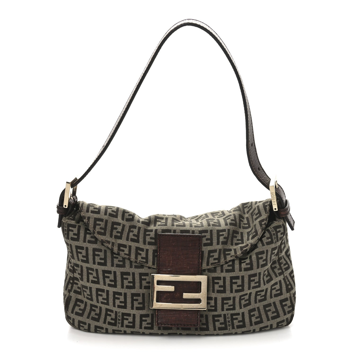 Fendi Zucchino Vitello Baguette Mogano Panna Bruciato 1 of 10