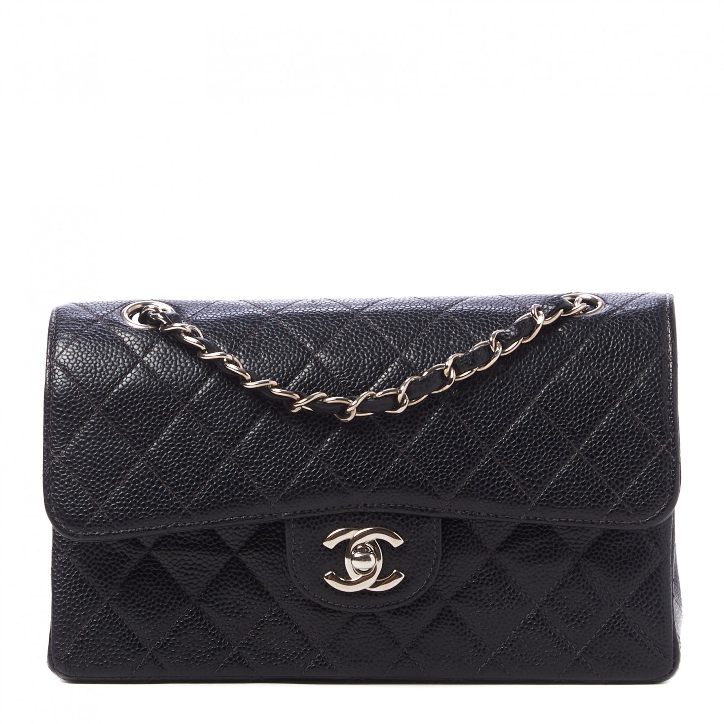 Caviar Quilted Small Double Flap Black