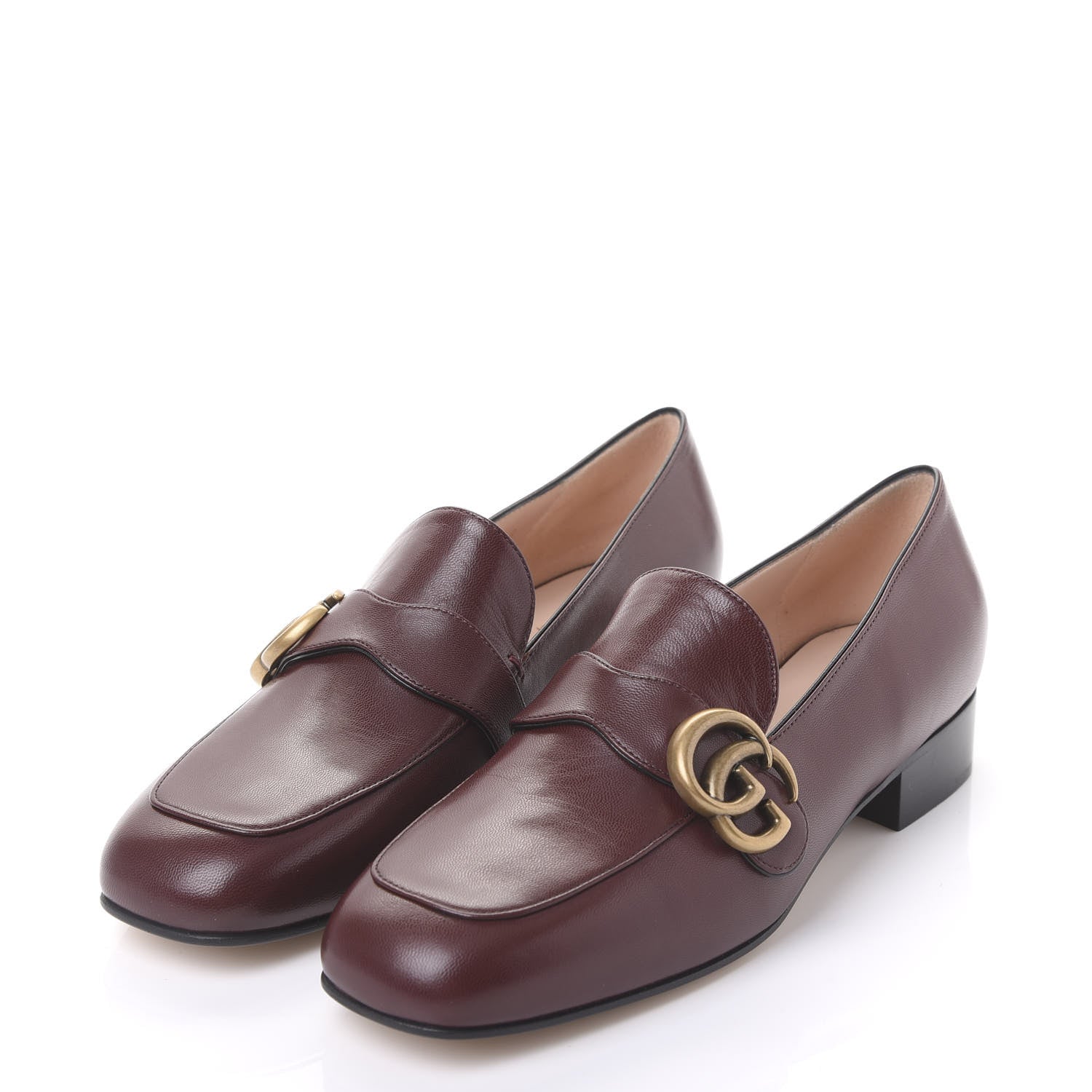 Gucci Malaga Kid Womens GG Marmont Loafers 37 Vintage Bordeaux 3 of 10