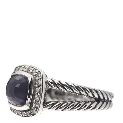 David Yurman Sterling Silver Diamond Black Orchid 7mm Petite Albion Ring 54 7 3 of 5