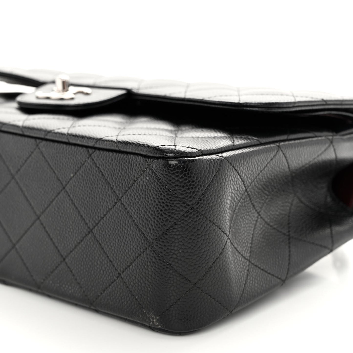 Caviar Quilted Jumbo Double Flap Black
