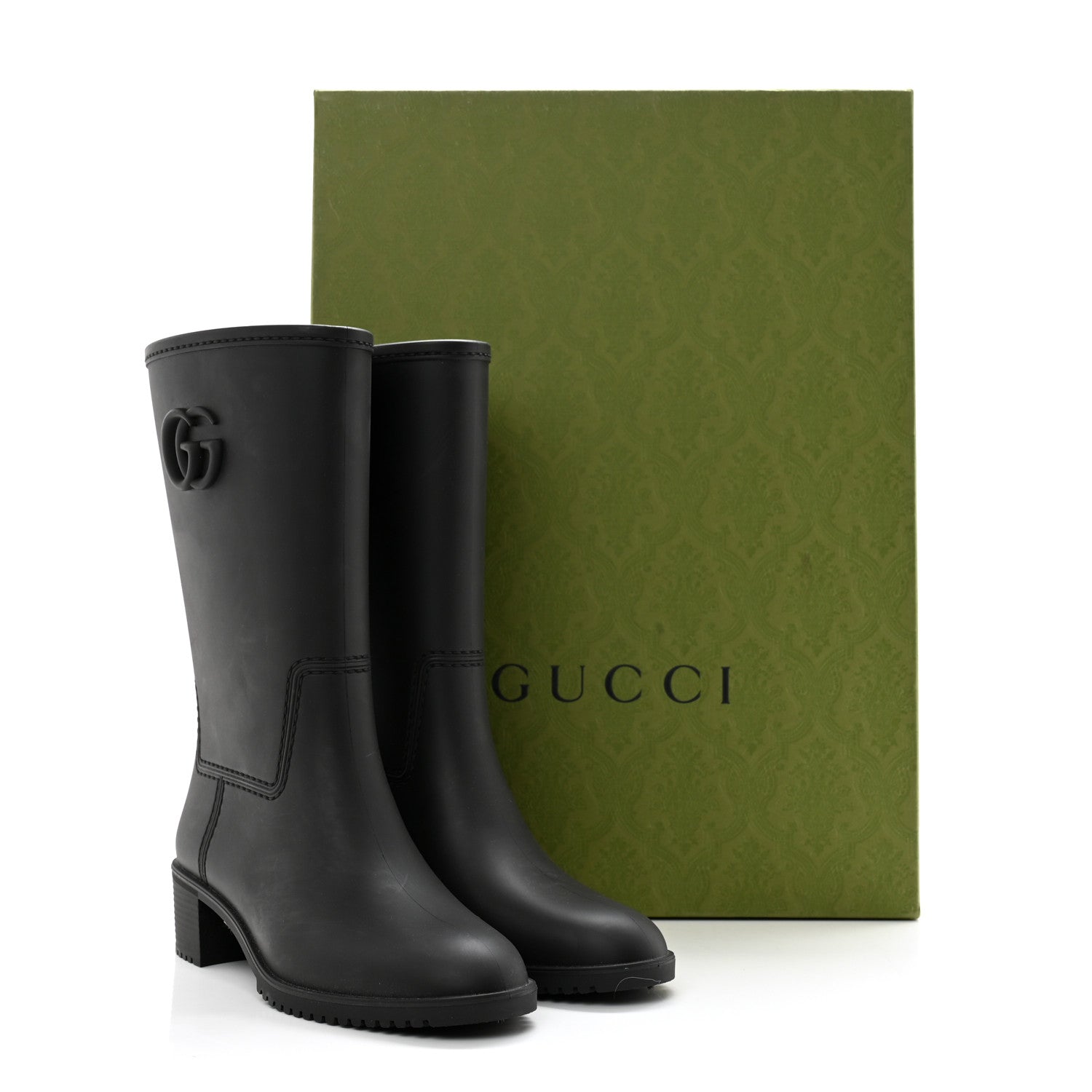Gucci Rubber Double G Womens Rain Boots 39 Black 11 of 11