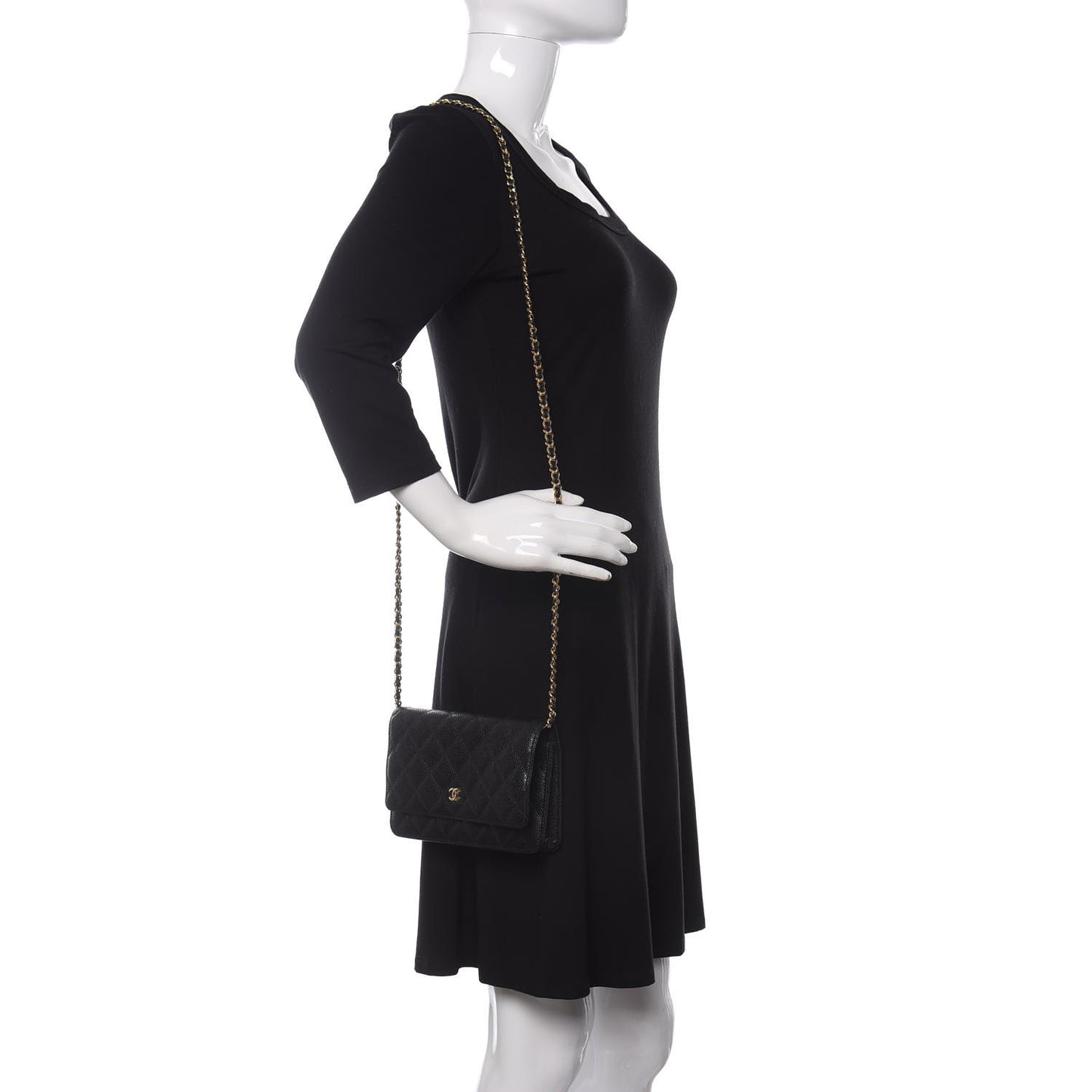 Caviar Quilted Wallet On Chain WOC Black