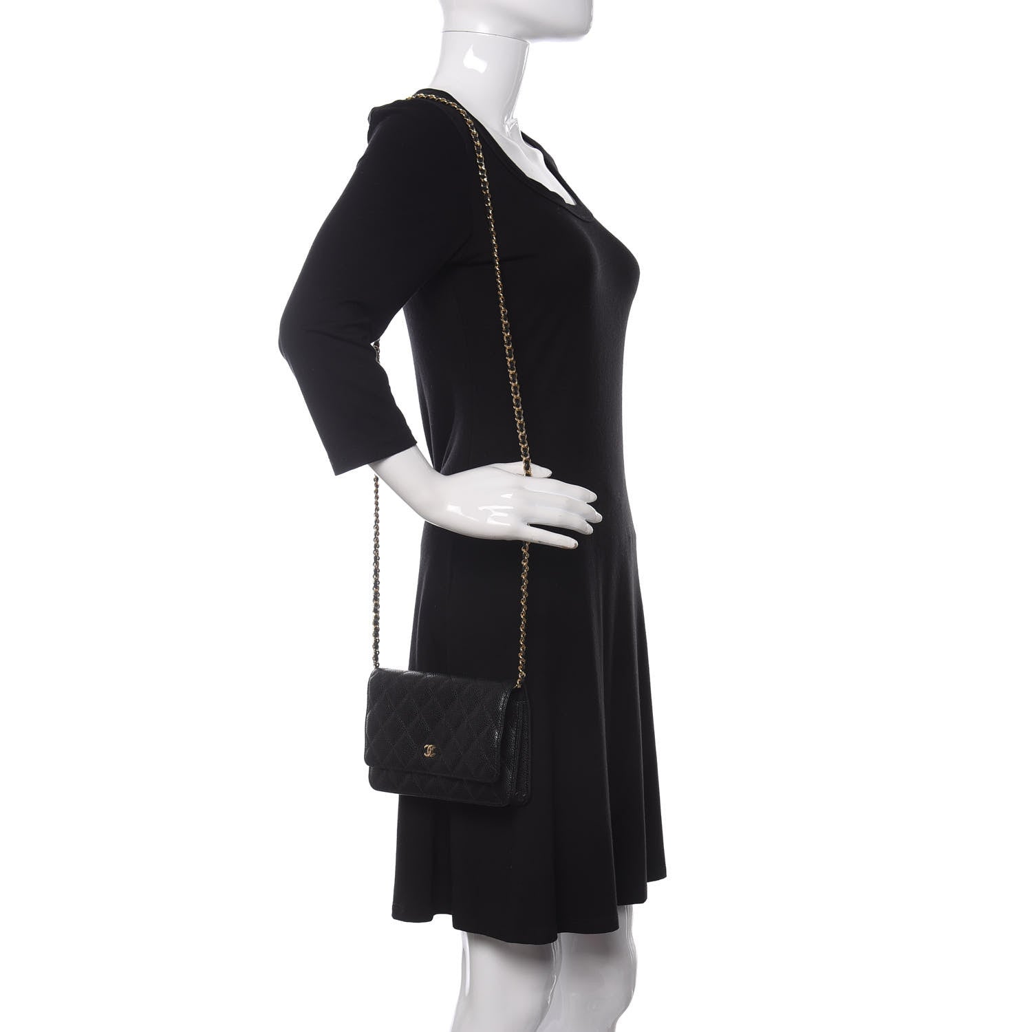 Chanel Caviar Quilted Wallet On Chain WOC Black 2 of 12