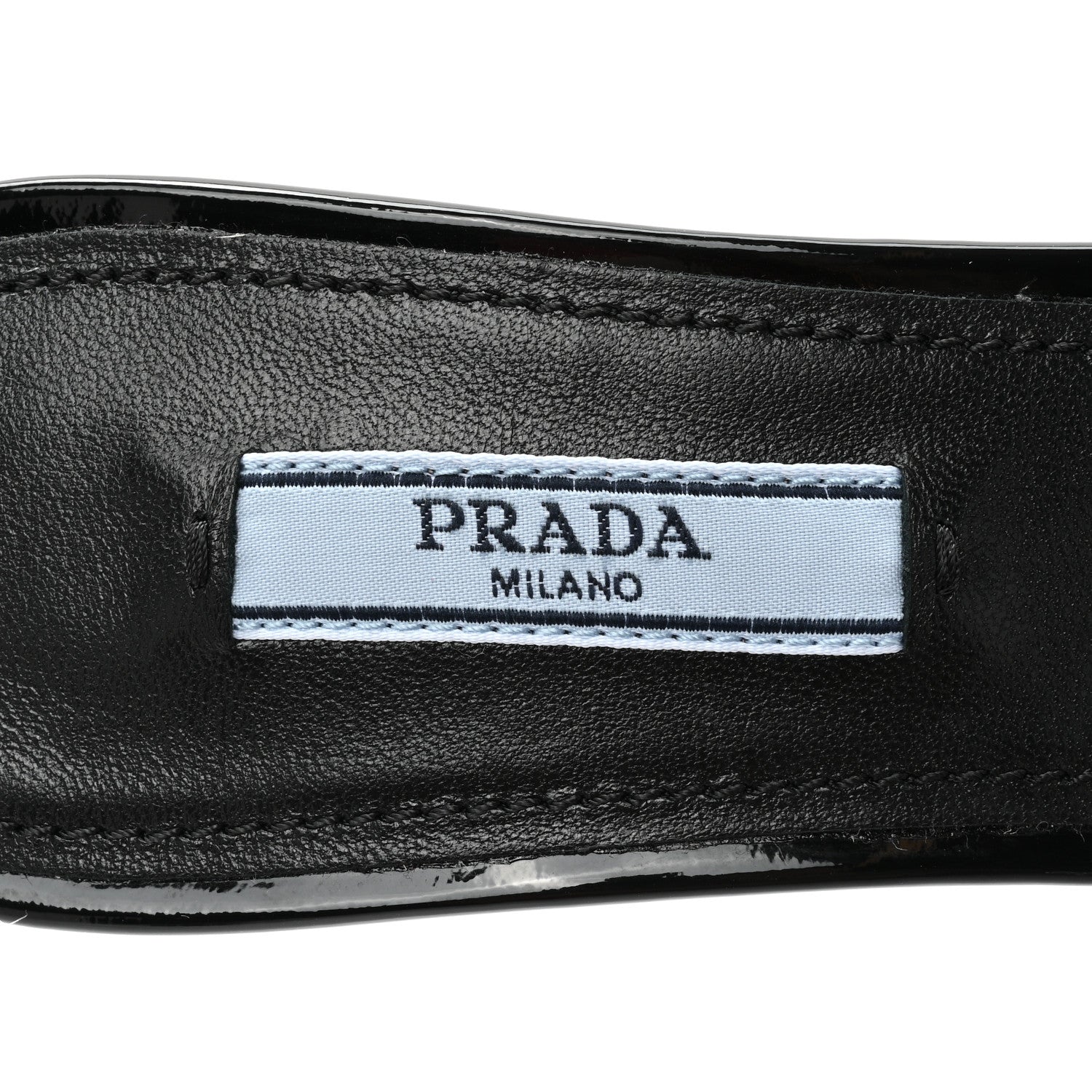 Prada Plexiglass Vernice Metal Triangle Logo 65mm Slide Sandals 36.5 Black 7 of 9