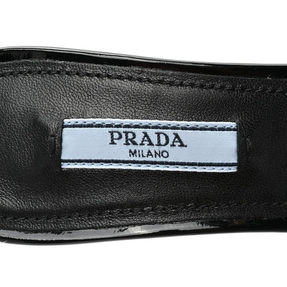 Prada Plexiglass Vernice Metal Triangle Logo 65mm Slide Sandals 36.5 Black 7 of 9