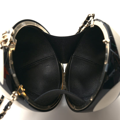 Chanel Resin Plexi CC Round Camellia Minaudiere Clutch Black White 5 of 12