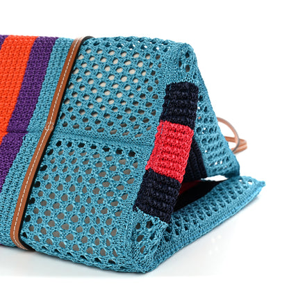 Gucci Raffia Web Woven Interlocking G Tote Blue Multicolor 11 of 11