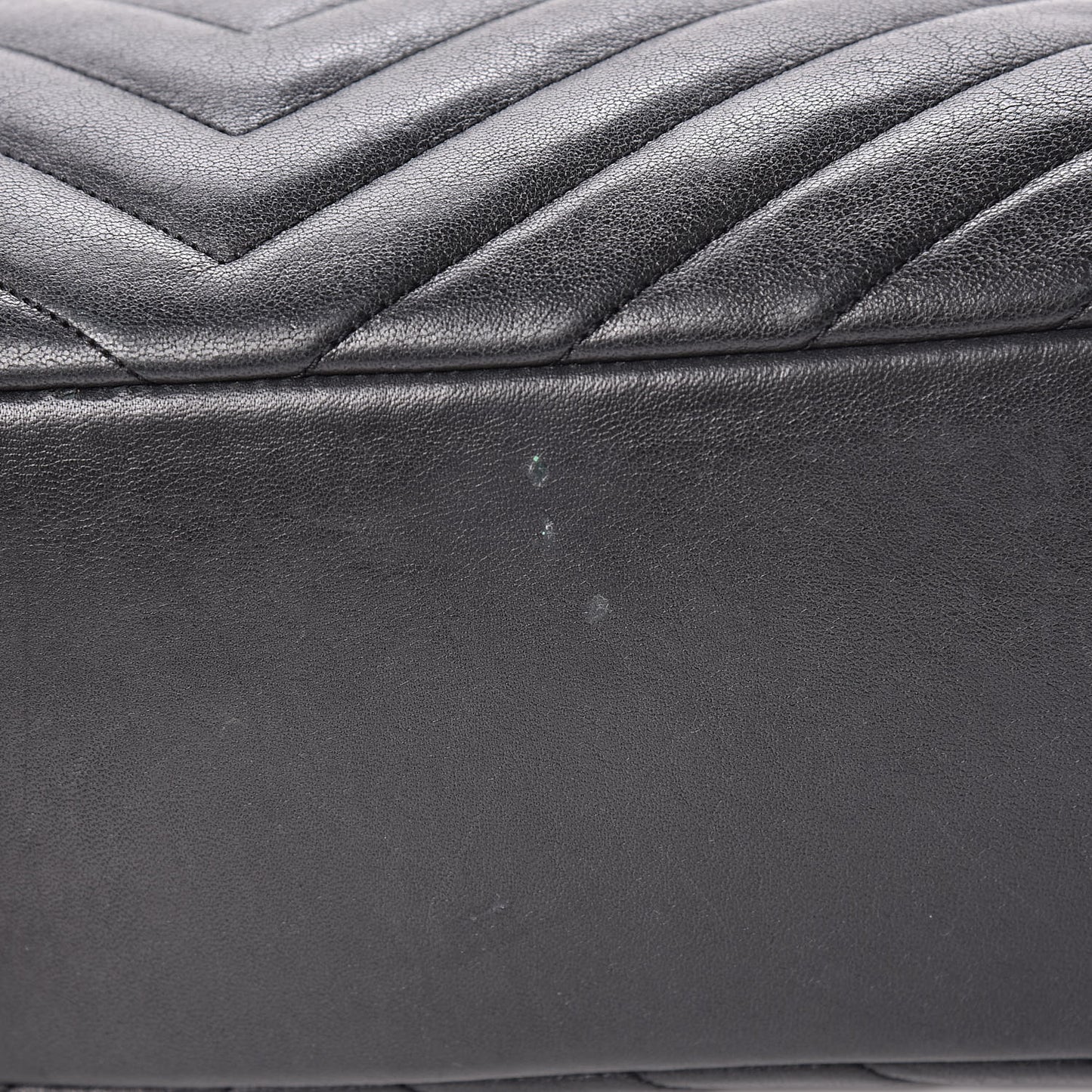 Sheepskin Matelasse Chevron Large Monogram Shopping Bag Black