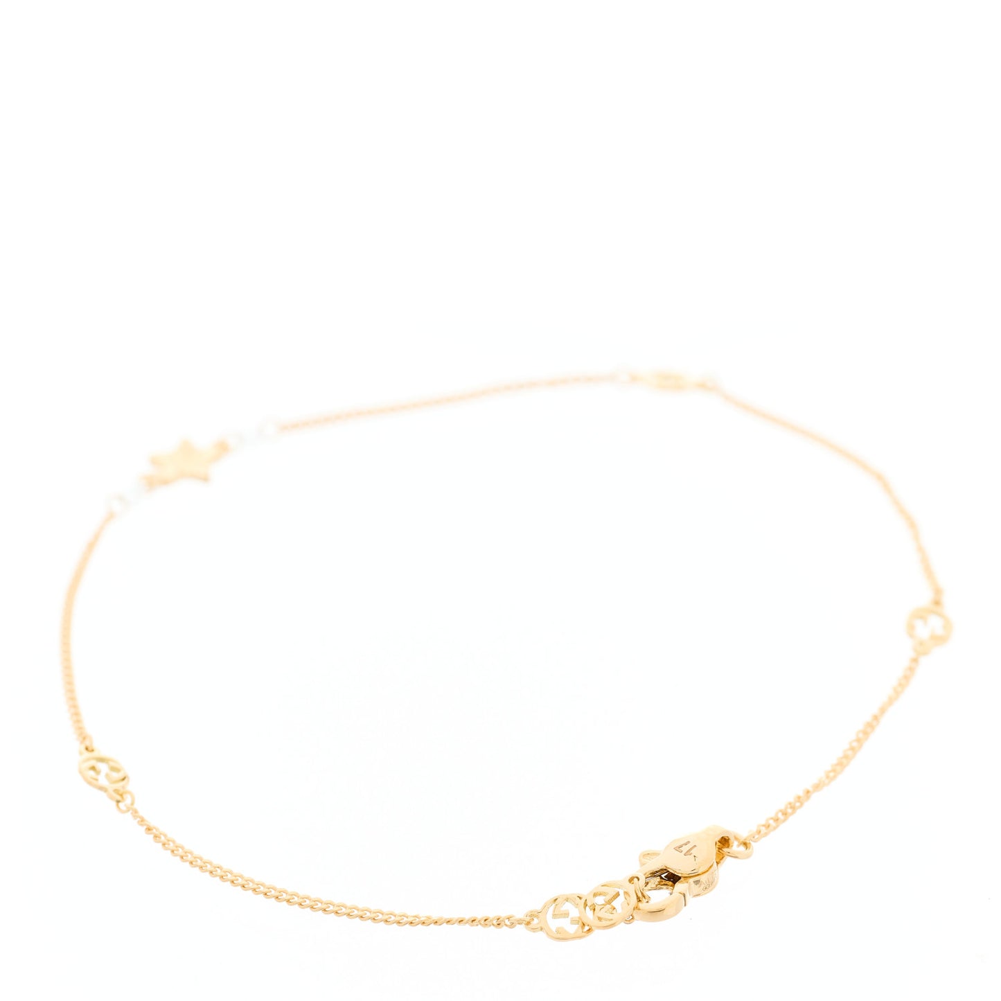 18K Yellow Gold Diamond Star GG Station Bracelet