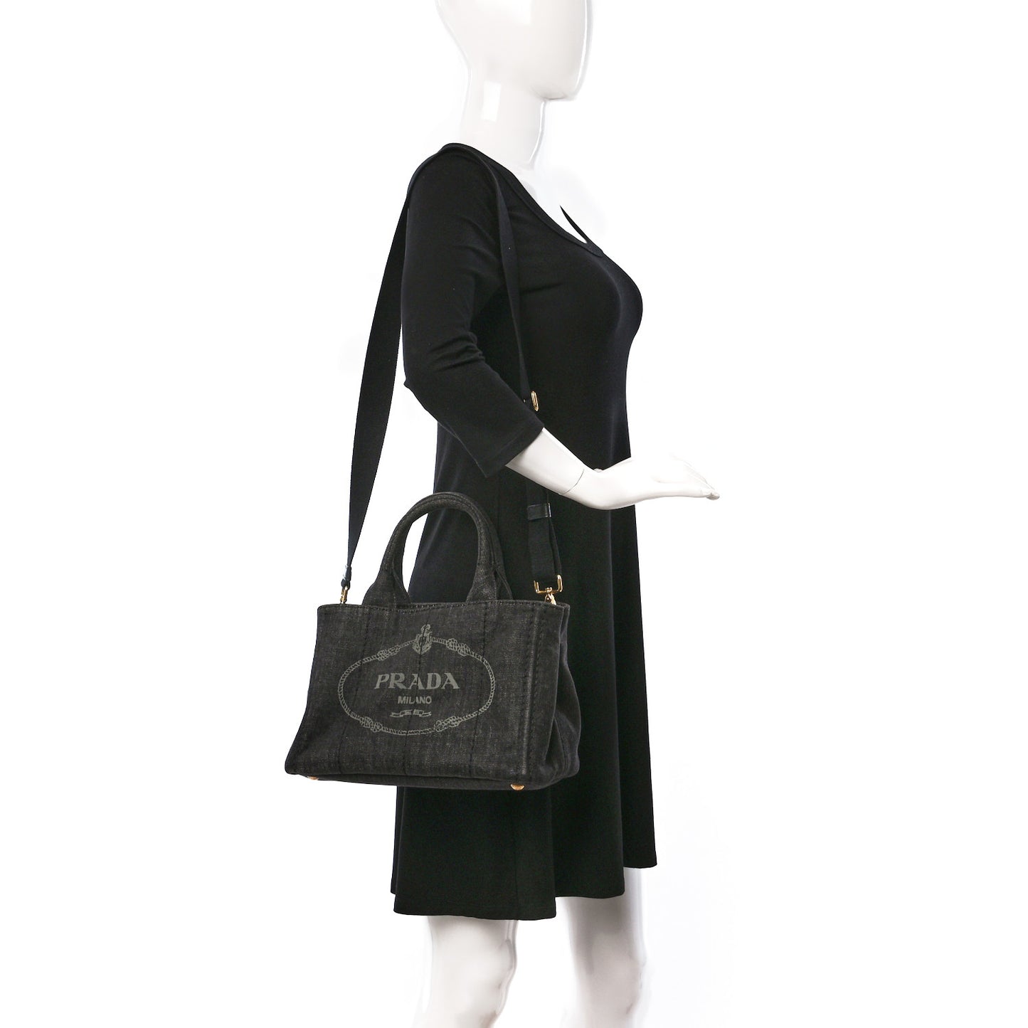 Denim Small Logo Tote Black