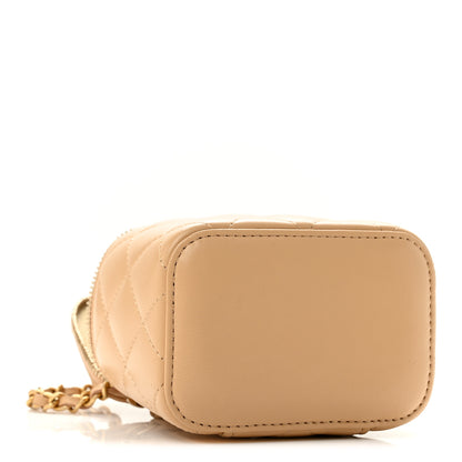 Chanel Lambskin Quilted Pearl Crush Mini Vanity Case With Chain Beige 4 of 11
